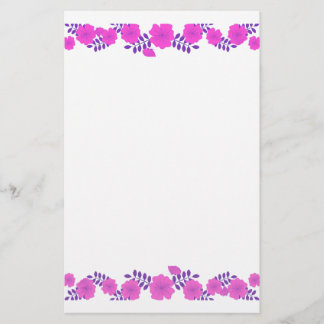 Papelaria Borda de Linha de Flor de Rosa Cor-de-Rosa Pintura