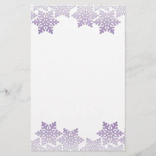 Papelaria Borda do Floco de Neve Roxo