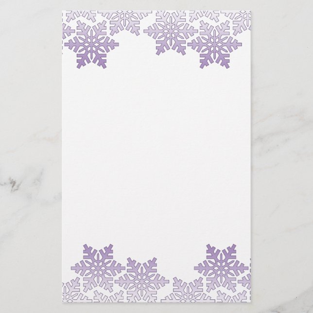 Papelaria Borda do Floco de Neve Roxo (Frente)