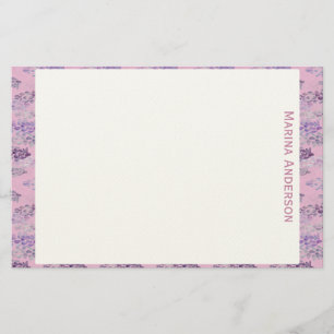 Papelaria Borda Floral Rosa Estilosa Nome Personalizado