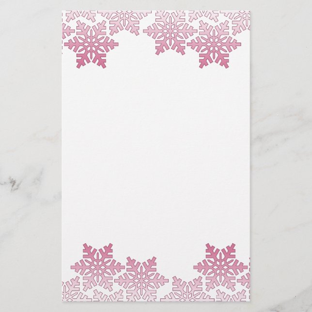 Papelaria Borda rosa com floco de neve (Frente)
