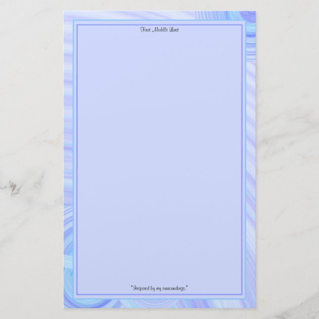 Papelaria Bordas de Linha Azul e Teal Personalizadas (Frente)