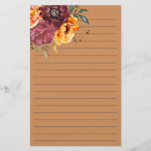Papelaria Borgonha Queimada Laranja Laranja Molhada Floral E