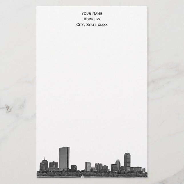 Papelaria Boston Skyline Etch 01 Stationery (Frente)