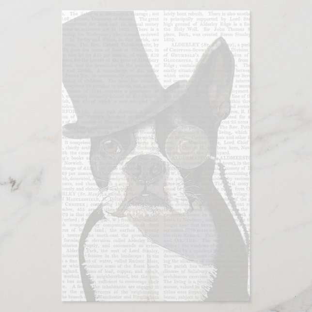 Papelaria Boston Terrier, Formal Hound e Chapéu (Frente)