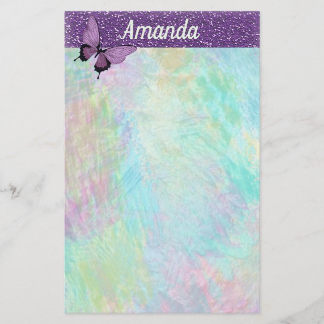 Papelaria Brilho feminino da borboleta e do falso (Frente)