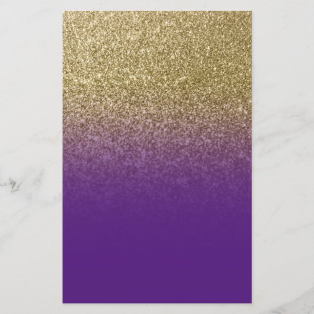 Papelaria Brilho Ombre Dourado Roxo Real (Frente)