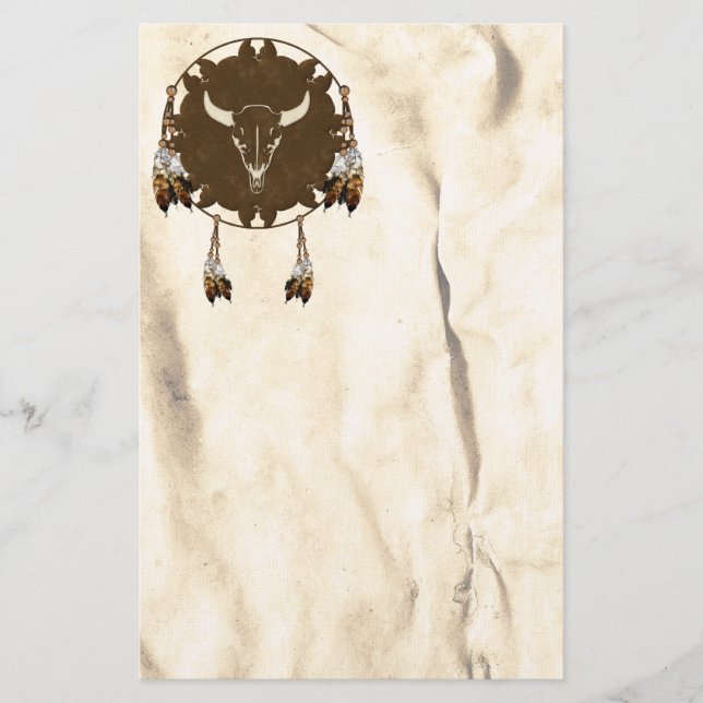 Papelaria Buffalo Skull Mandala - Nativo Americano (Frente)