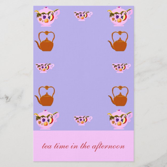 Papelaria Bule, Teacup E Papel De Chaleira De Cobre (Frente)