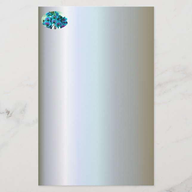 Papelaria Buquê de Flor Orquídeo Azul (Frente)