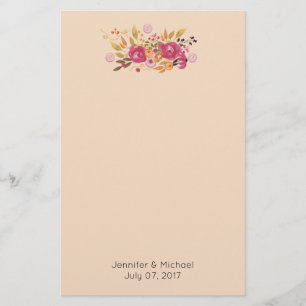 Papelaria Buquê de Flores Rosa e Laranja sobre Fundo de Pêss
