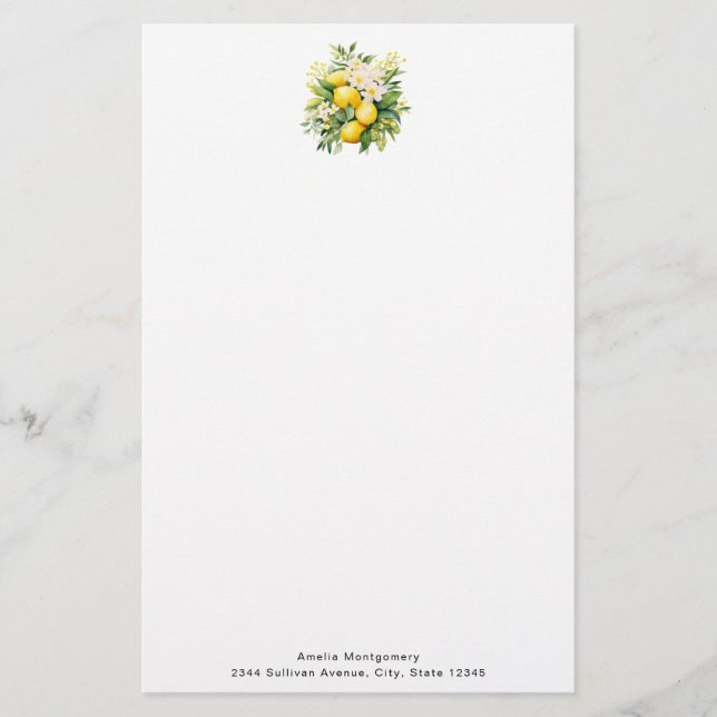 Papelaria Buquê de Limão com Flores Brancas (Frente)