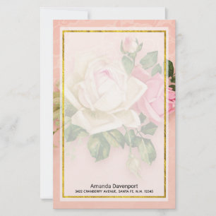 Papelaria Buquê Rosa Rosa e Branco