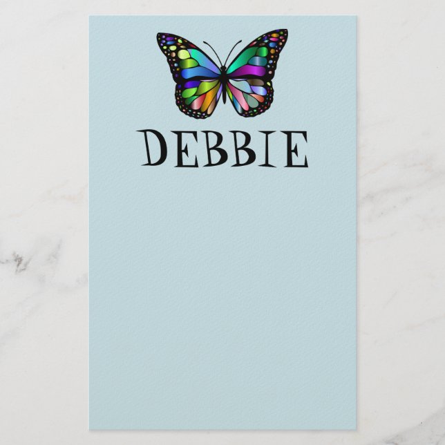 PAPELARIA BUTTERFLY CUSTOM NAME STATIONARY (Frente)