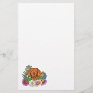 Papelaria Cabeça de Vizsla Húngaro com Flores Coloridas de V
