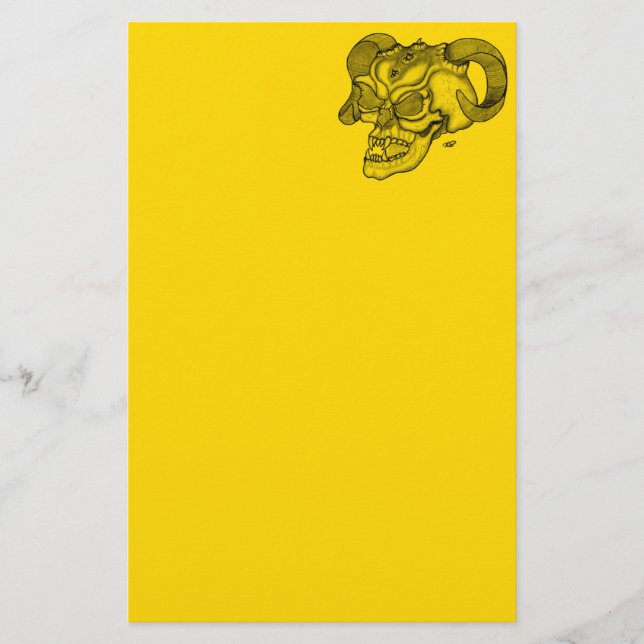 Papelaria Cabeça do diabo preto e Design amarelo (Frente)