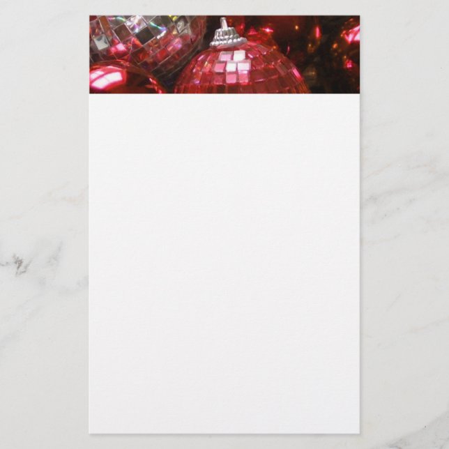 Papelaria Cabeçalho de cabeçalho Red Baubles branco (Frente)