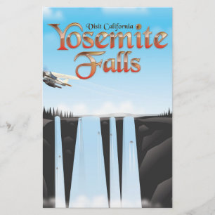 Papelaria Cachoeira de Yosemite, pôster de viagem da Califór