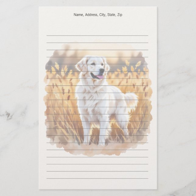 Papelaria Cachorro Golden Retriever Branco (Frente)