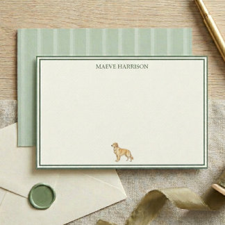 Papelaria Cachorro Labrador com Listra Verde Oliva Elegante