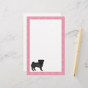 Papelaria Cachorro Pug Preto Desenho Animado Limpa Coração d