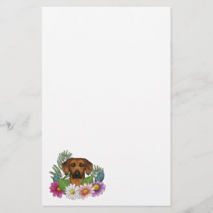 Papelaria Cachorro Rhodesian Ridgeback Cabeça Flores Silvest