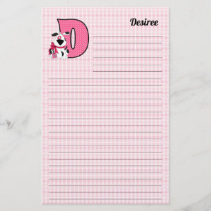 Papelaria Cachorro Rosa Mongramado - Letra D Vinculada