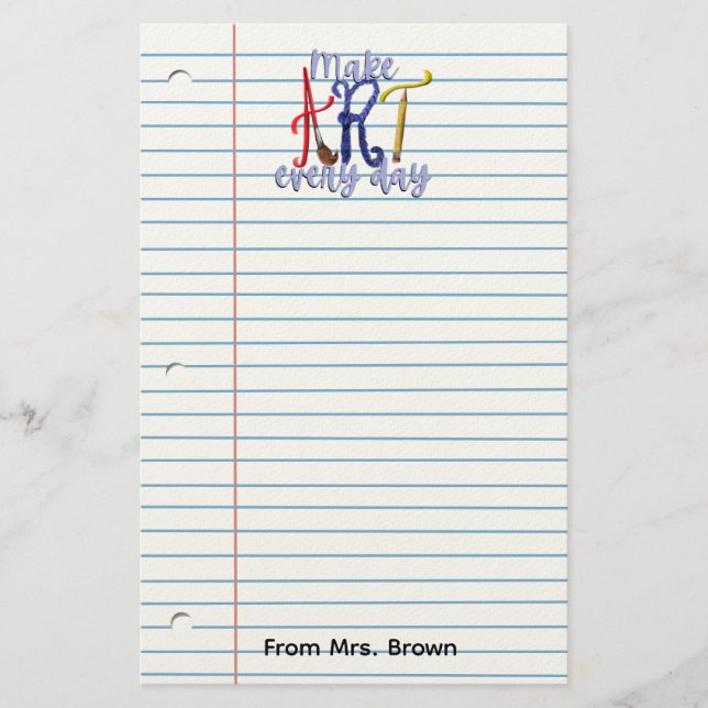 Papelaria Caderno de professor de arte com papel pautado (Frente)