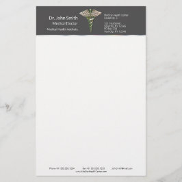 Papelaria Caduceu Médico 3D Holográfico Cromo