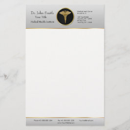 Papelaria Caduceu Médico Profissional Dourado - Material de 