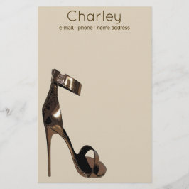 Papelaria calçados Dourados estampados em couro - personaliz