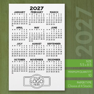 Papelaria Calendário 2027 - Logotipo Preto Mínimo Básico
