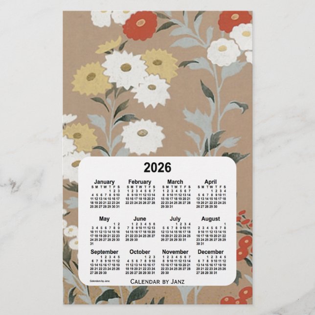 Papelaria Calendário de Papel Flor de Parede 2026 por Janz (Frente)