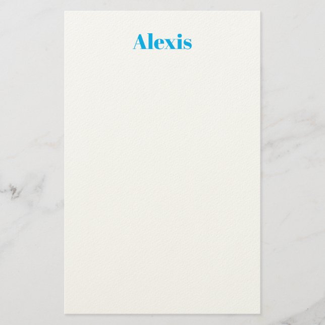 Papelaria Caligrafia de Nome Script Simples Branco Azul (Frente)