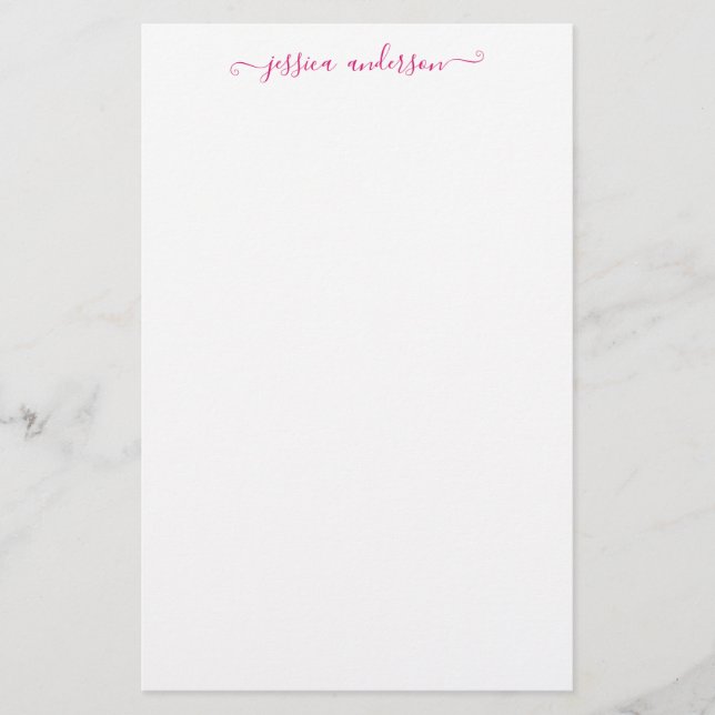Papelaria Caligrafia de Script Rosa Magenta Moderna Chic (Frente)