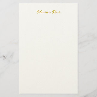 Papelaria Caligrafia Elegante Dourado Branco Simples Nome