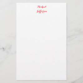 Papelaria Caligrafia Elegante Simples Simples Vermelho Branc