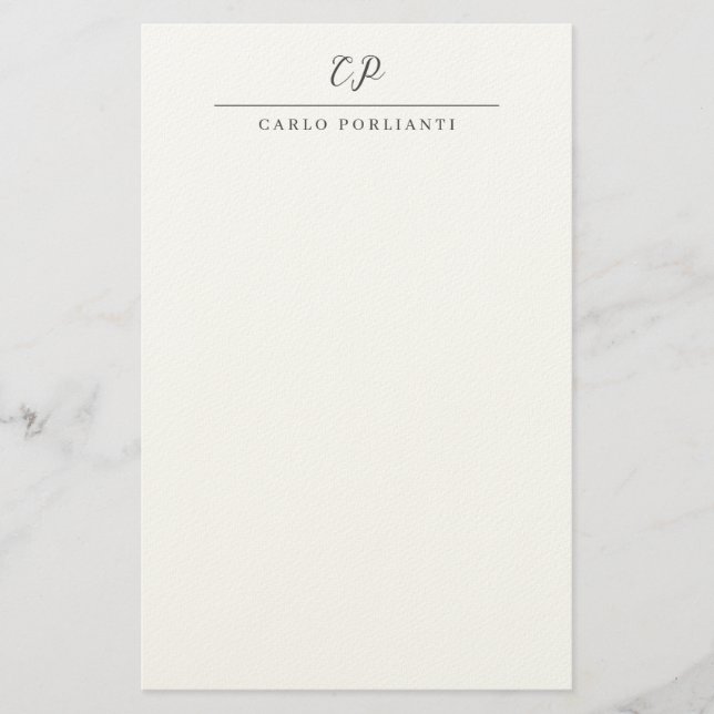 Papelaria Caligrafia Moderna Monogramada Simples Nome (Frente)