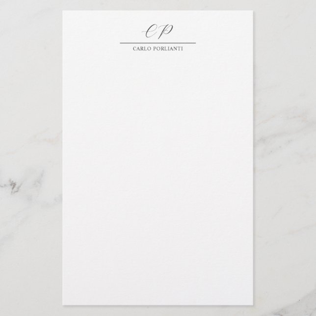 Papelaria Caligrafia Moderna Monogramada Simples Nome Simple (Frente)