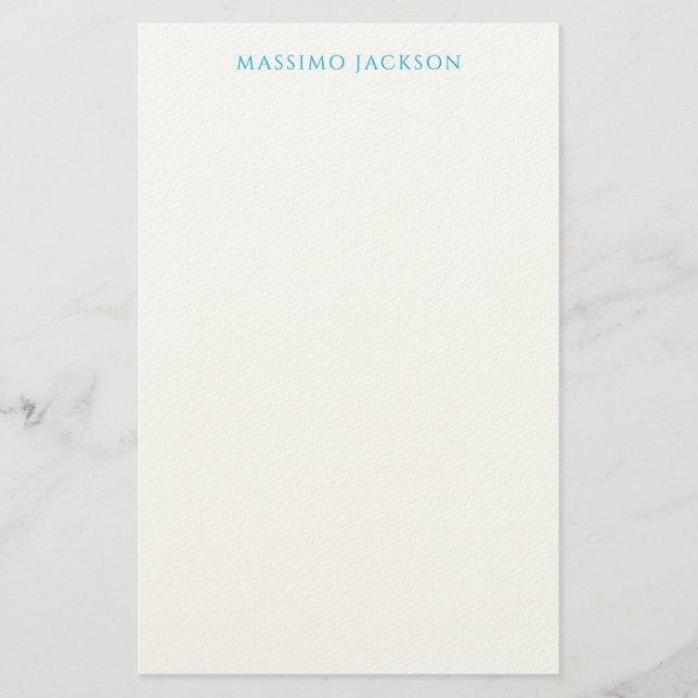 Papelaria Caligrafia Nome Script Simples Branco Azul (Frente)