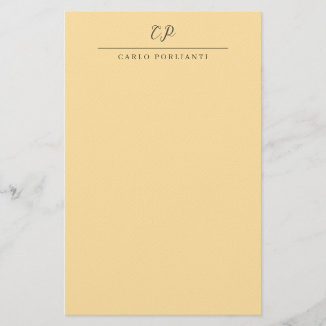 Papelaria Caligrafia Simples Monogramada Moderna Bege Nome (Frente)