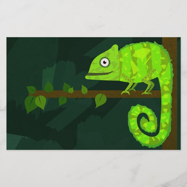 Papelaria Camaleão verde fofo (Frente)