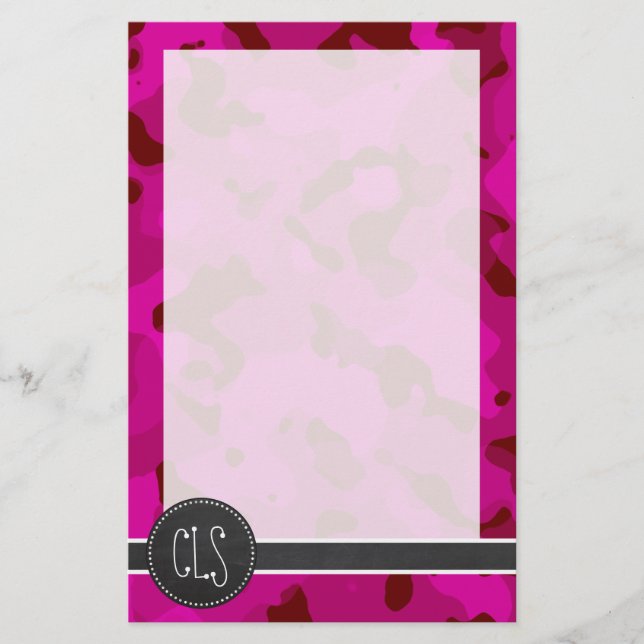 Papelaria Camo de Cerise Profunda; Camuflagem; quadro (Frente)