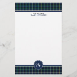 Papelaria Campbell Family Tartan Marinho Blue Xadrez Monogra