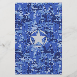 Papelaria Camuflagem Azul do Marinho Retroativo Estêncil Es