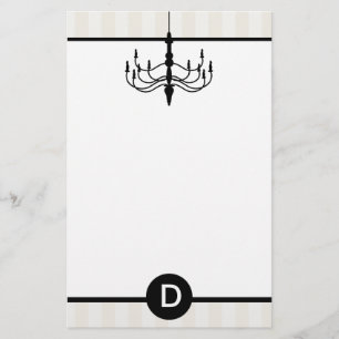 Papelaria Candelabro do vintage & monograma (Champagne)