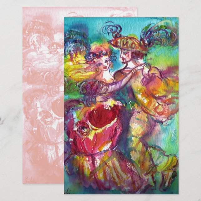Papelaria CARNIVAL DANCE, carta branca cor-de-rosa mole e an (Frente/Verso)
