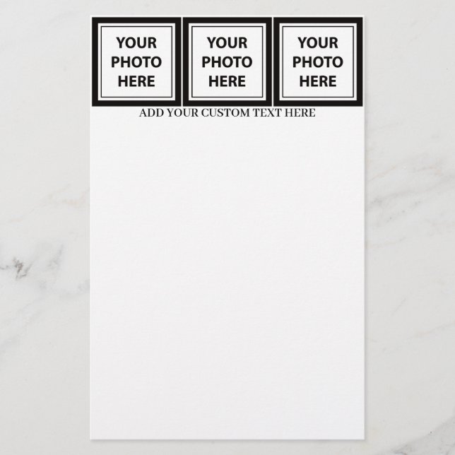 Papelaria Carregar 3 Fotos e Adicionar Texto - Personalizar  (Frente)