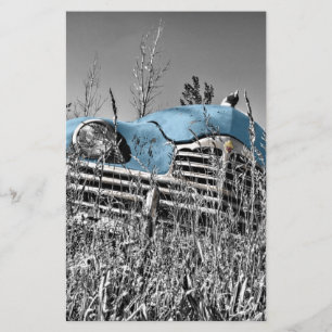 Papelaria carro azul vintage