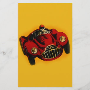 Papelaria Carro de corrida automático antigo amarelo vermelh